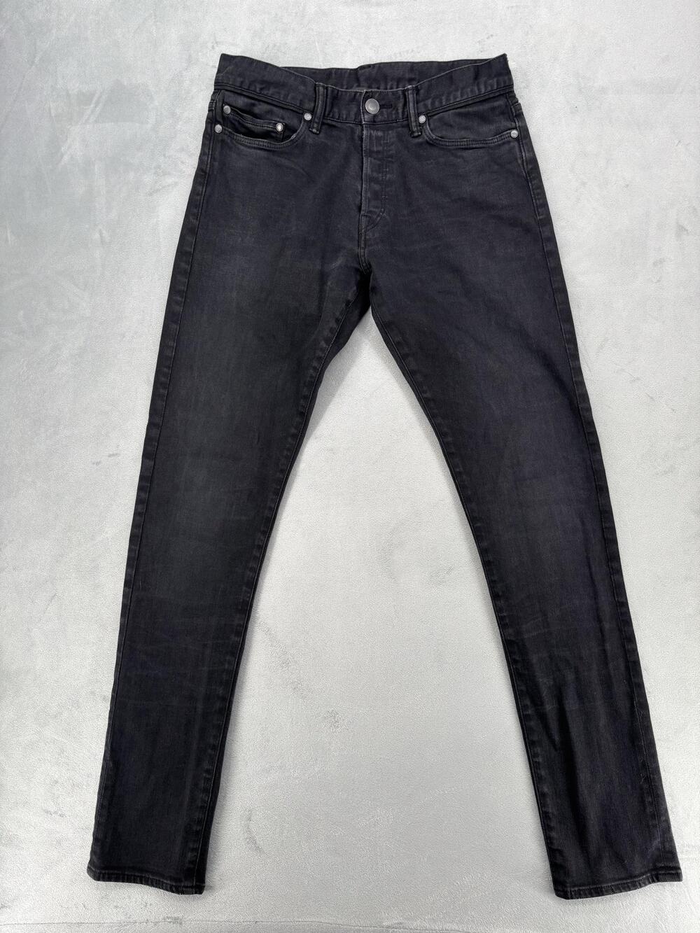 John Elliott Jeans Mens 30x32 Black Slim Tapered Japanese Denim Button Fly